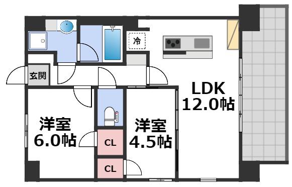 ヴェルテックス(2LDK/6階)の間取り写真