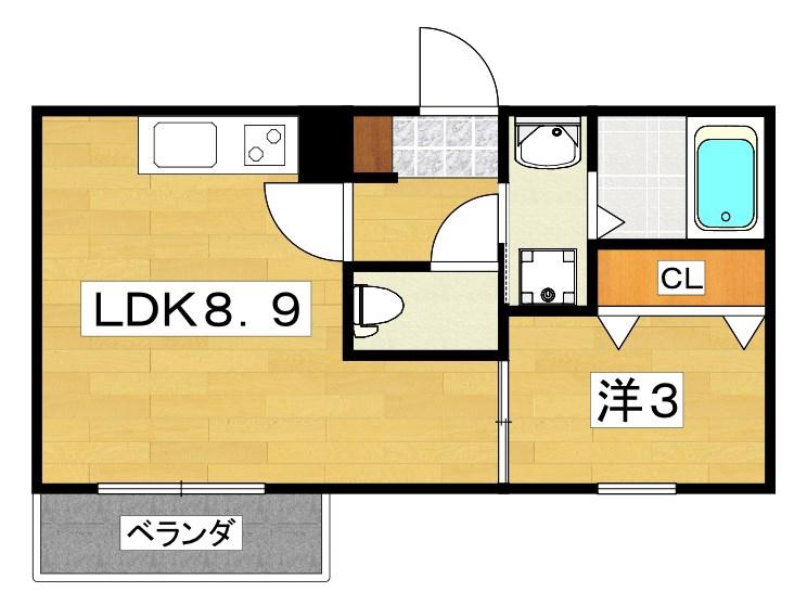 ジーメゾン寝屋川秦町アリビオ(1LDK/3階)の間取り写真