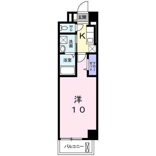 ルミエール生駒(1K/2階)の間取り写真