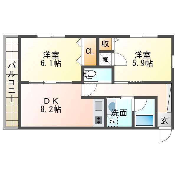 ストーンリバー(2LDK/2階)の間取り写真