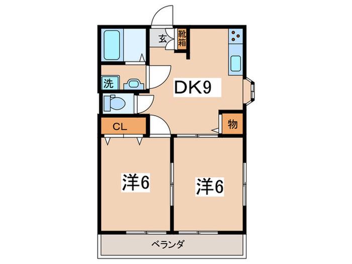 ヒルズSK(2DK/2階)の間取り写真