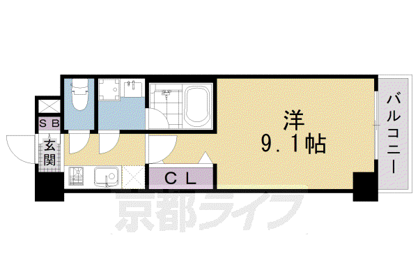 ベラジオ京都洛南グルーブ(1K/3階)の間取り写真