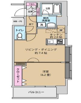 UURコート錦糸町(1LDK/6階)の間取り写真