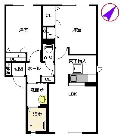 コンフォート博多南(2LDK/1階)の間取り写真