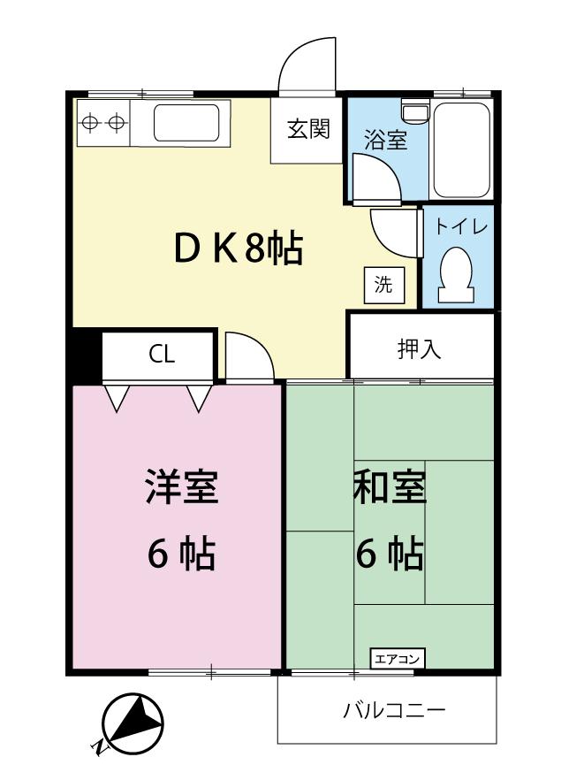 ウインズモアIII(2DK/1階)の間取り写真