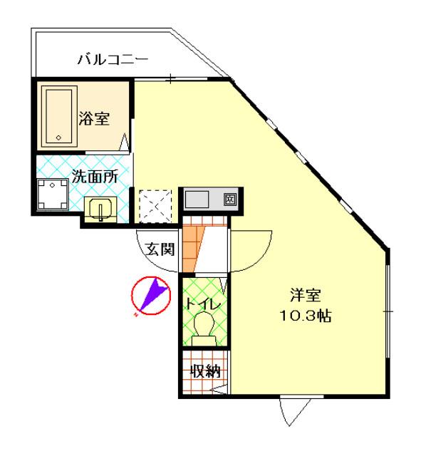 アミカルK(ワンルーム/2階)の間取り写真