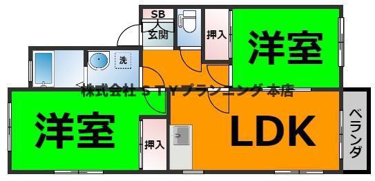 エーデルワイス(2DK/1階)の間取り写真