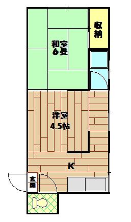 双葉ハウス(1LDK/1階)の間取り写真