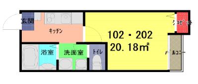 LAPIS東大宮(1K/1階)の間取り写真