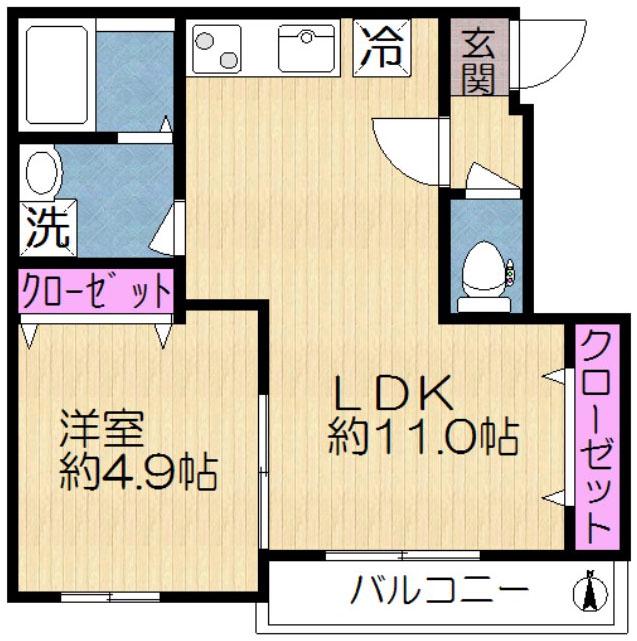 セレニティコート(1LDK/2階)の間取り写真