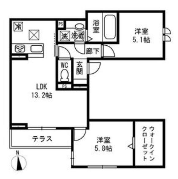 PASSARO GRANDE北田辺(2LDK/3階)の間取り写真