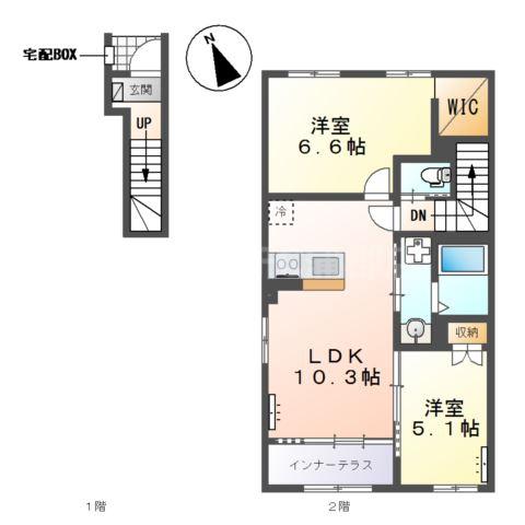幸田町大字菱池 (2LDK/2階)の間取り写真