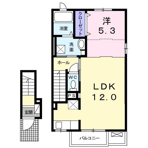 アビターレコモドC(1LDK/2階)の間取り写真