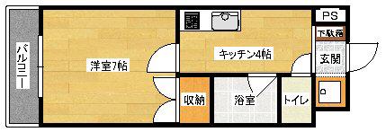 貴船御館(1K/4階)の間取り写真