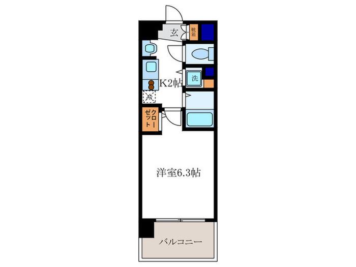 プレサンス京都修学院(1K/2階)の間取り写真
