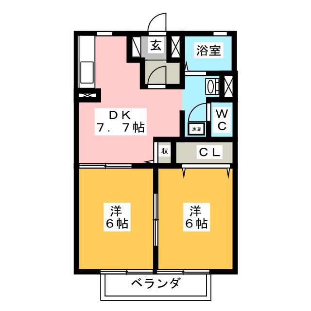 メルベーユ スノマタ A棟(2DK/2階)の間取り写真