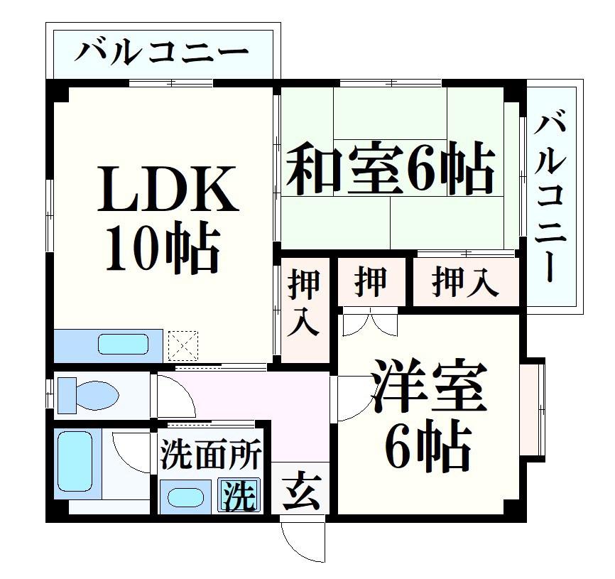 NEEDLE COURT(2LDK/2階)の間取り写真