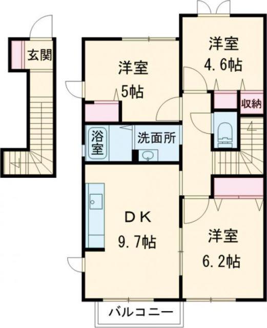 メゾン古閑中(3DK/2階)の間取り写真