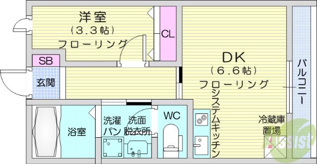 LAVULITE(1DK/2階)の間取り写真