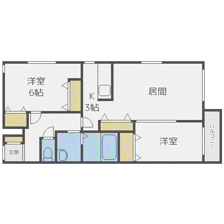 サクラディア苗穂(2LDK/1階)の間取り写真