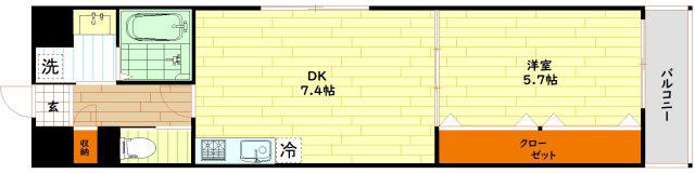 DIASIII(1DK/6階)の間取り写真