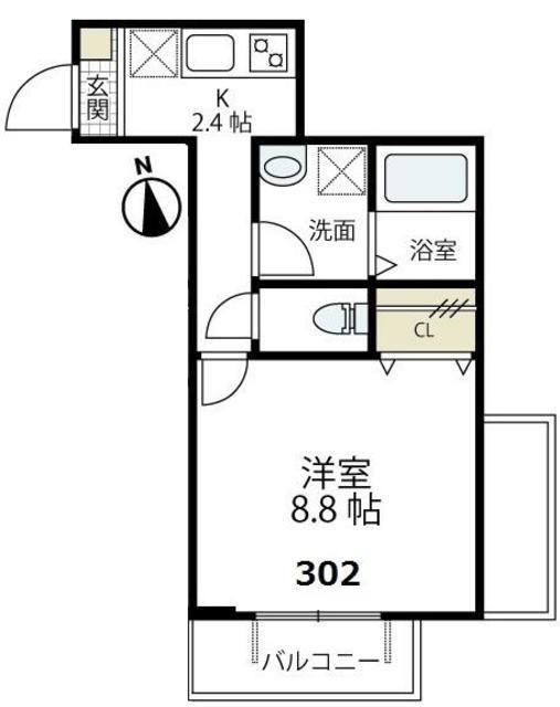 リブシア西谷(1K/3階)の間取り写真