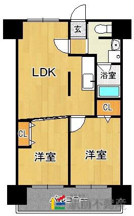 アイ・セレブ博多南(2LDK/8階)の間取り写真