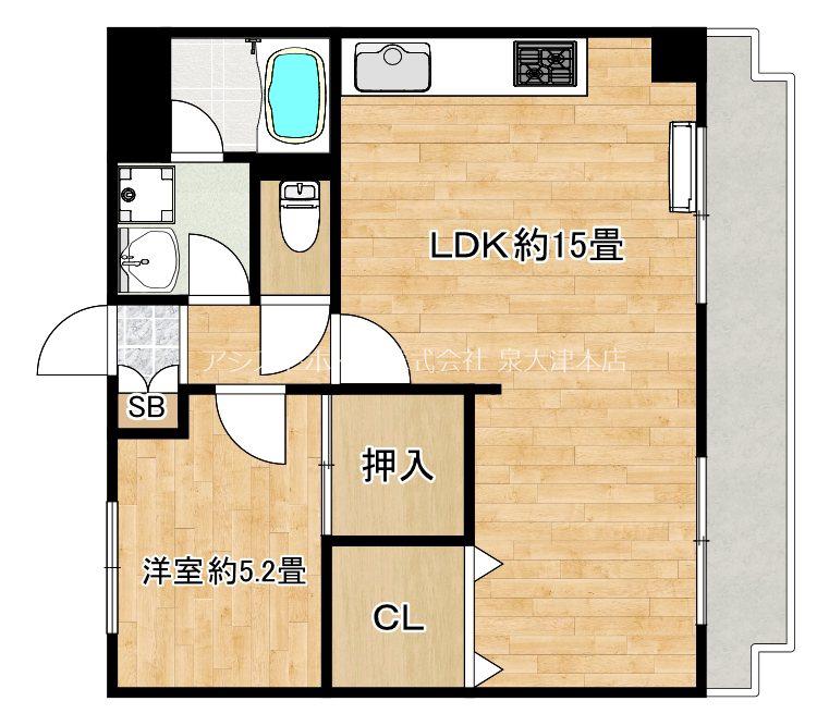 ビーチマンションII(1LDK/3階)の間取り写真