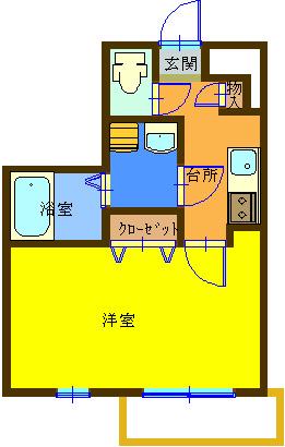 パルティール元住吉(1K/4階)の間取り写真