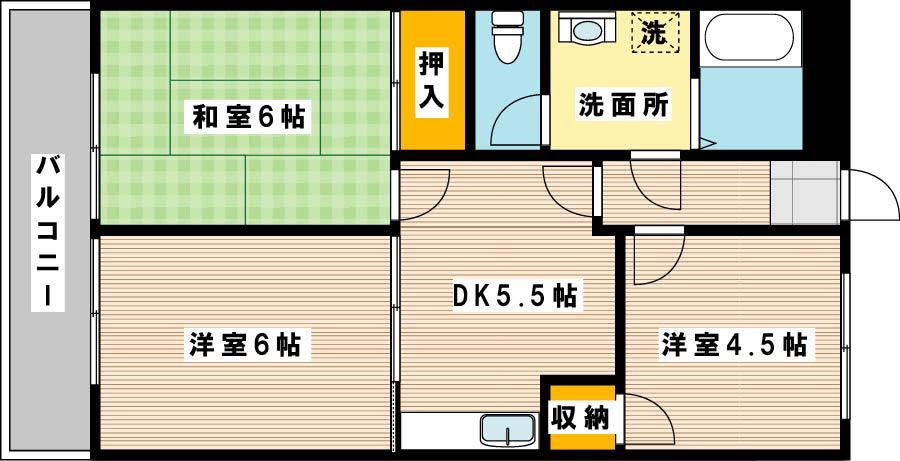 シャルム風(3DK/5階)の間取り写真