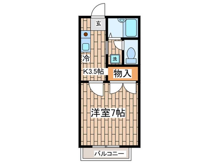 オネスト小宮(1K/1階)の間取り写真