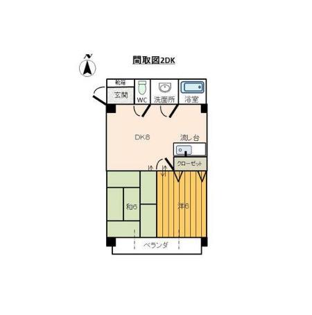 第2マルカネビル(2DK/4階)の間取り写真