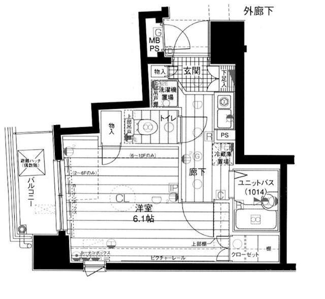 メインステージ日本橋箱崎2(1K/3階)の間取り写真