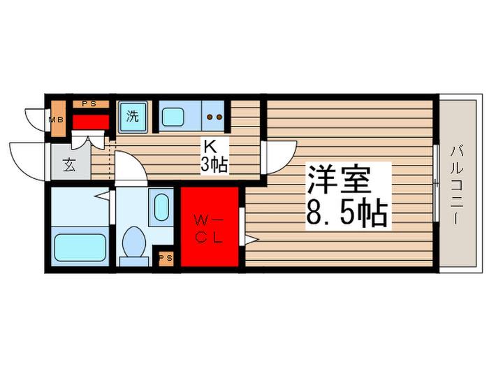 ジェンティーレ703(1K/3階)の間取り写真