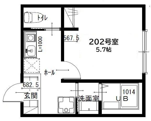 セジュール(1K/2階)の間取り写真