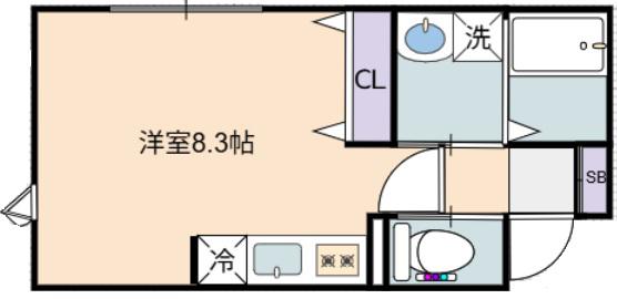 玉島長尾アパート(ワンルーム/1階)の間取り写真