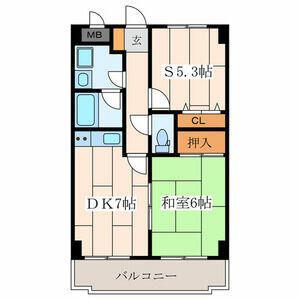 リビック根岸(1SDK/2階)の間取り写真