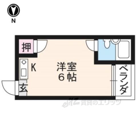 大文字ハイツ(ワンルーム/2階)の間取り写真