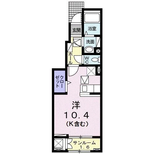 アネックス(ワンルーム/1階)の間取り写真