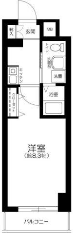 グリフィン川崎・西口(1K/2階)の間取り写真