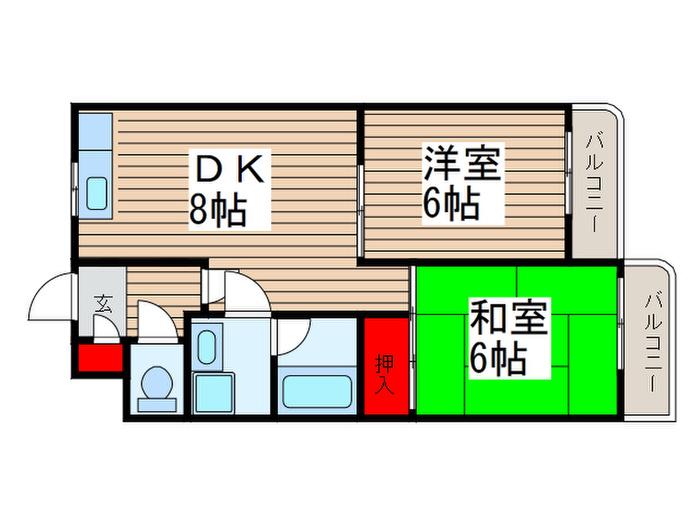 第2ハセガワマンション(2DK/2階)の間取り写真