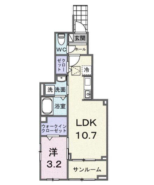 ルミエール 鈴蘭台(1LDK/1階)の間取り写真