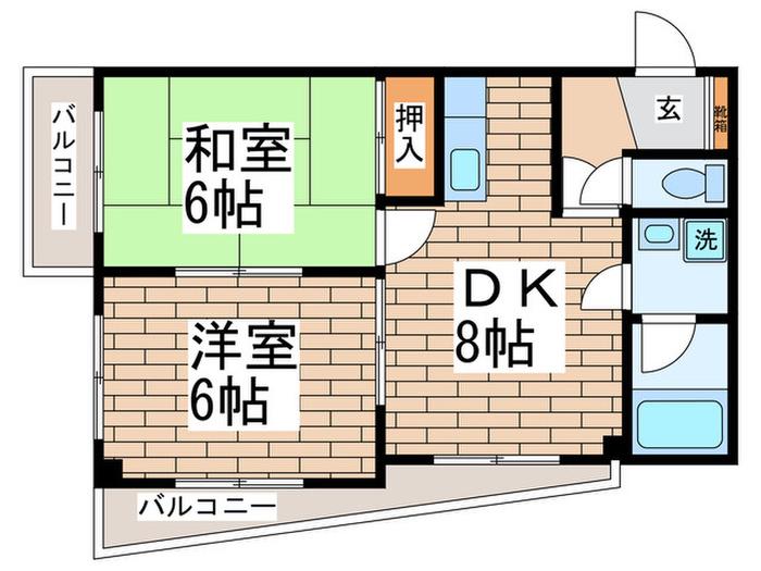 ハイツ目蒲(2DK/2階)の間取り写真