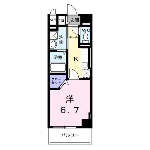 オリエントレジデンス門真殿島町(1K/2階)の間取り写真