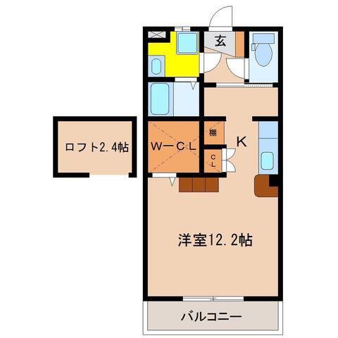 ラフィーナパレス宮崎(ワンルーム/1階)の間取り写真