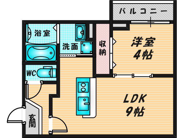 パロス瓢箪山ラドノルテ(1LDK/3階)の間取り写真