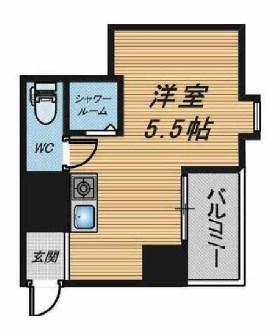 ライオンズマンション神戸(ワンルーム/4階)の間取り写真