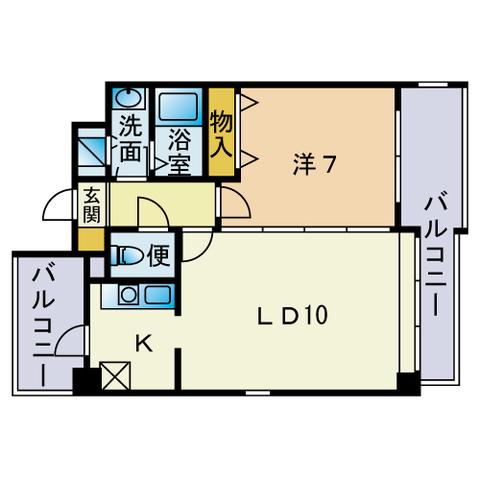 百道クロスビル(1LDK/10階)の間取り写真