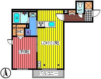プランドール岸町(1LDK/2階)の間取り写真