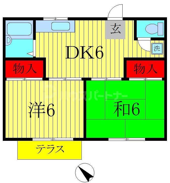 ファミーユ橋本(2DK/2階)の間取り写真